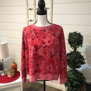 Old Navy Pink and Red Floral Crewneck Sweatshirt